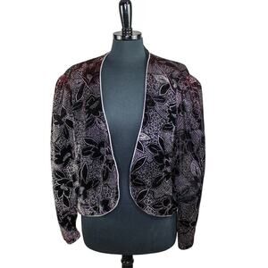Vintage Jeri Marque Velvet Glitter Evening Jacket Black Purple Silver